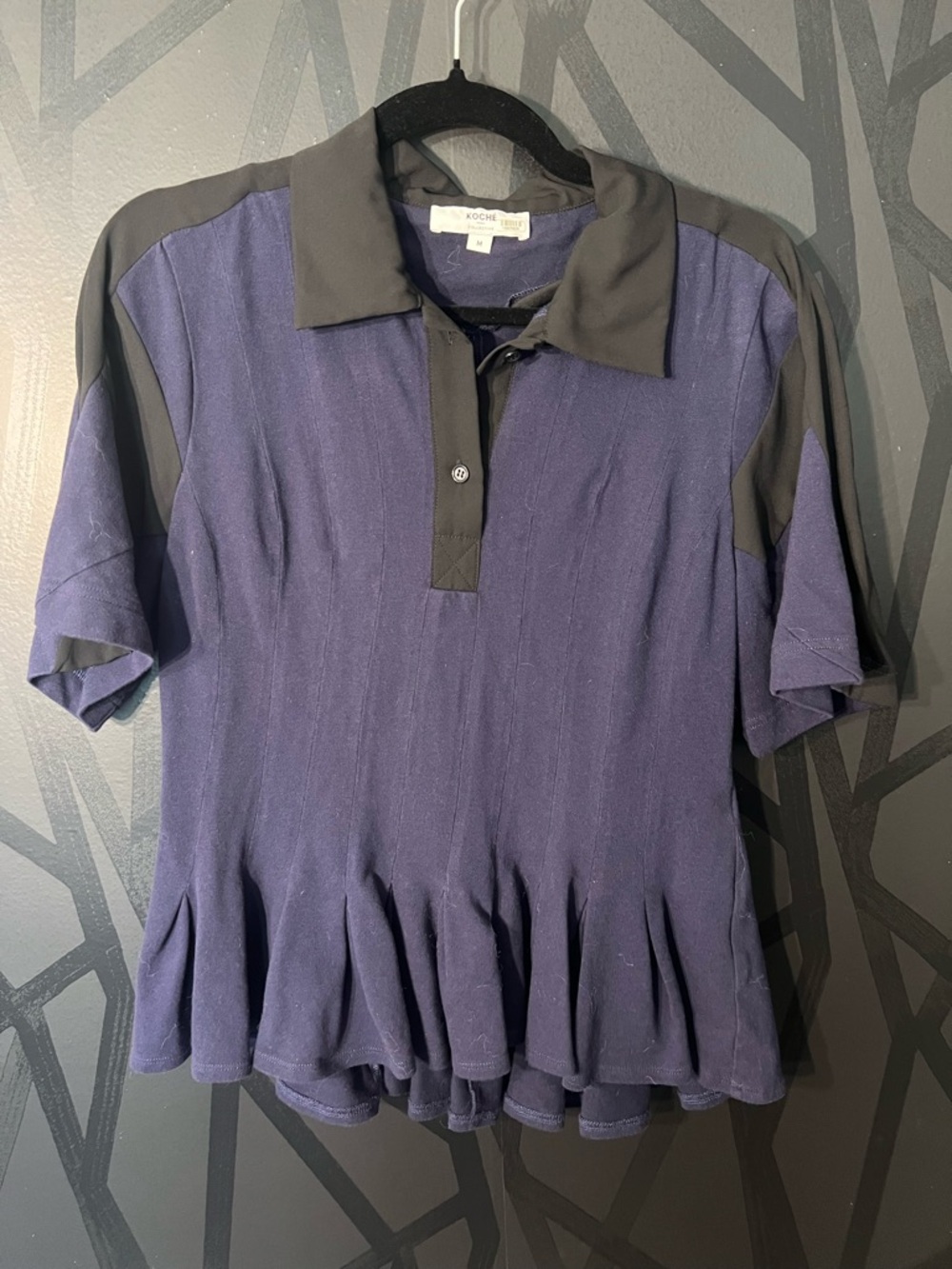 Navy and Black Short Sleeve Polo Top